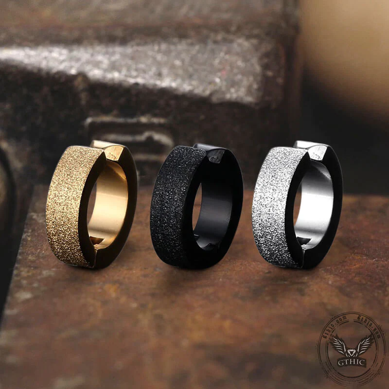9330-punk-frosted-stainless-steel-hoop-ear-cuffs-1.webp Punk Frosted Stainless Steel Hoop Ear Cuffs