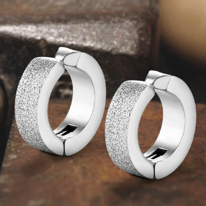 9330-punk-frosted-stainless-steel-hoop-ear-cuffs-3.webp Punk Frosted Stainless Steel Hoop Ear Cuffs