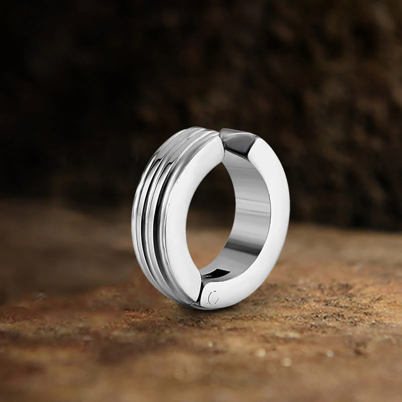 Polished Two-tone Stainless Steel Ear Cuffs