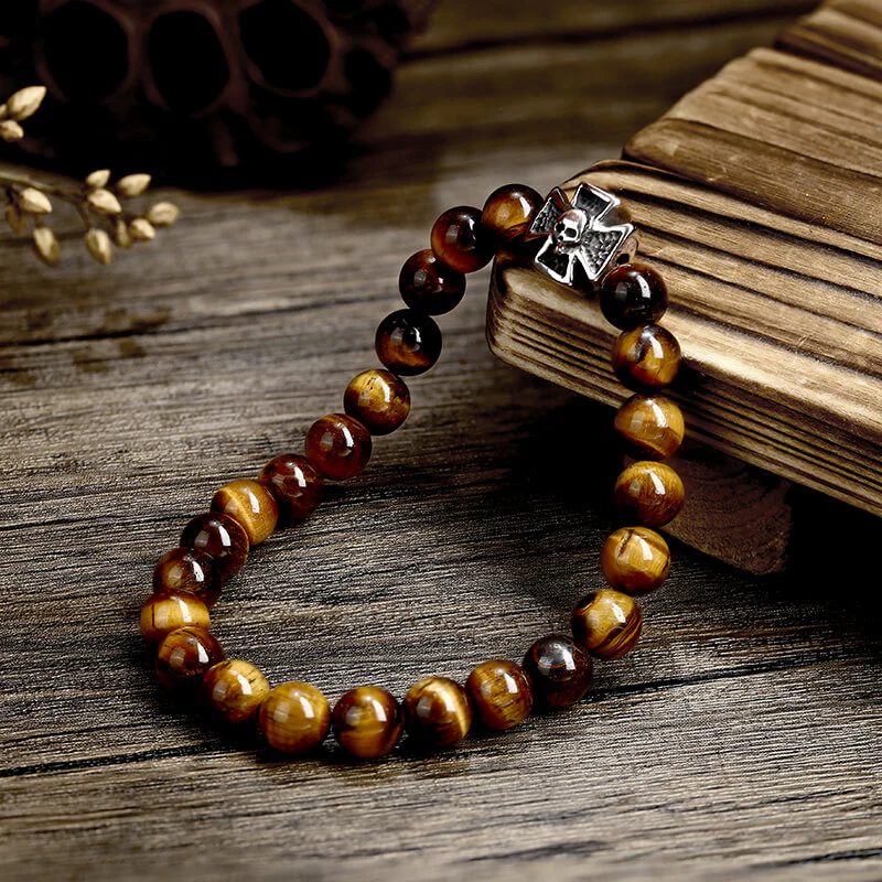 9399-brown-8-mm-brown-8-mm-variation-1.webp Cross Skull Stainless Steel Men's Bead Bracelet