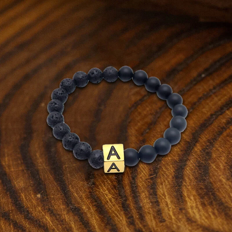 26 English Alphabet Stainless Steel Beads Bracelet