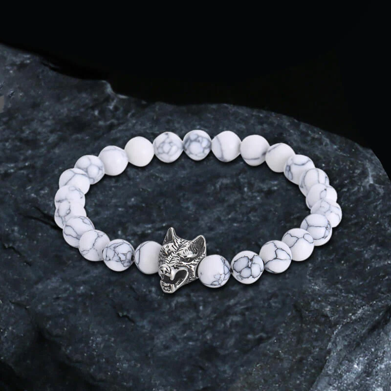 Howling Wolf Turquoise Bead Bracelet