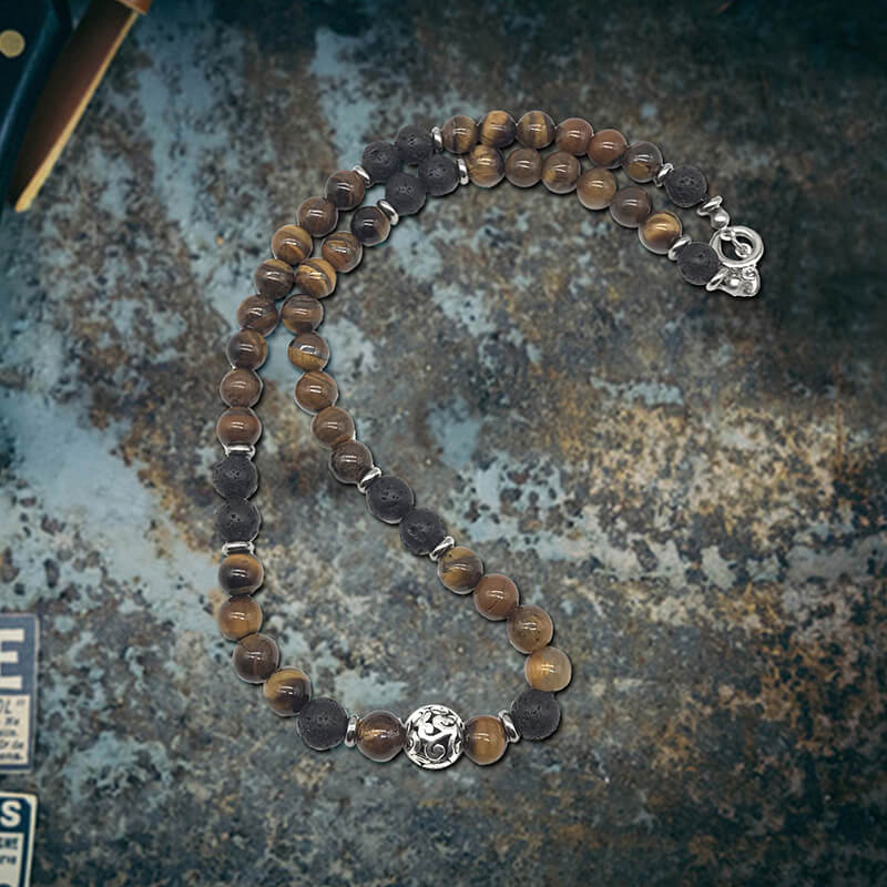 9432-tiger-eye-stone-stainless-steel-bead-necklace-2.jpg Tiger Eye Stone Stainless Steel Bead Necklace