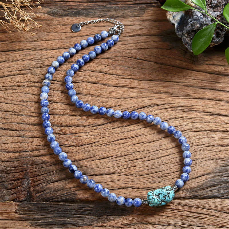 9449-natural-stone-beads-turquoise-stainless-steel-necklace-1.jpg Natural Stone Beads Turquoise Stainless Steel Necklace