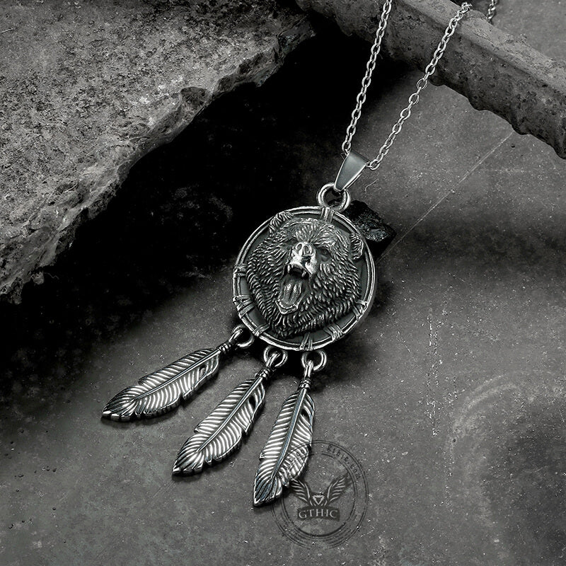 9758-vintage-feather-bear-head-stainless-steel-animal-pendant-4.jpg Vintage Feather Bear Head Stainless Steel Animal Pendant