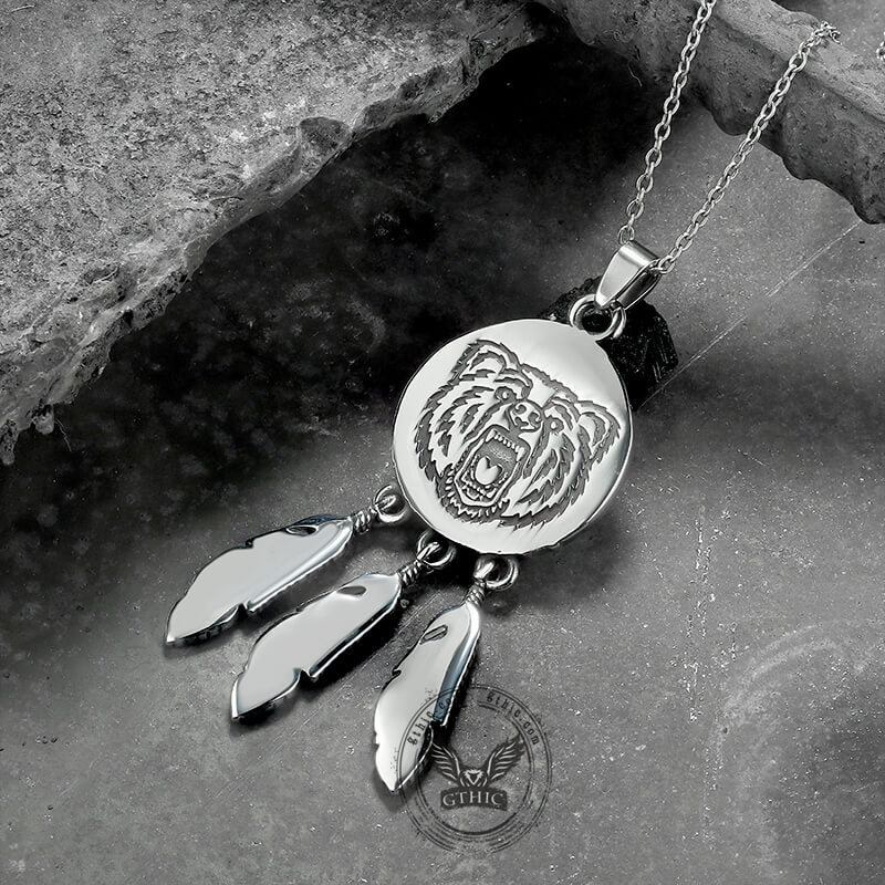9758-vintage-feather-bear-head-stainless-steel-animal-pendant-5.jpg Vintage Feather Bear Head Stainless Steel Animal Pendant