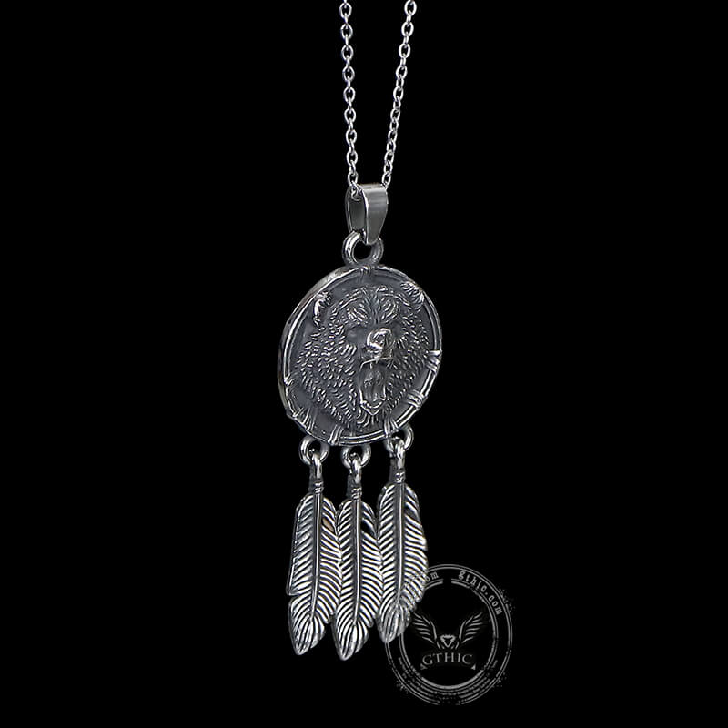 9758-vintage-feather-bear-head-stainless-steel-animal-pendant-6.jpg Vintage Feather Bear Head Stainless Steel Animal Pendant
