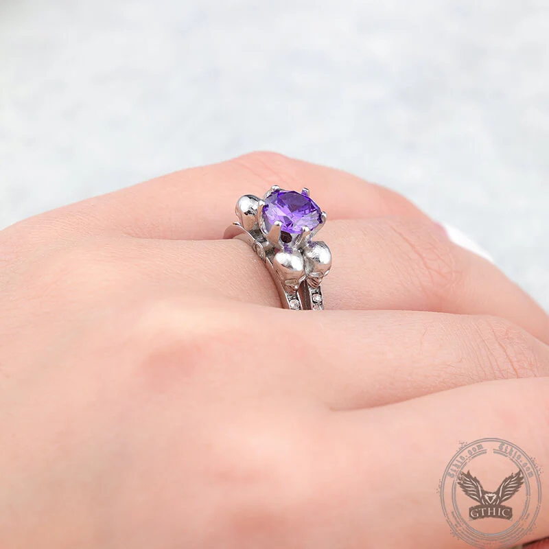 Skeleton Guard Zircon Stainless Steel Skull Ring