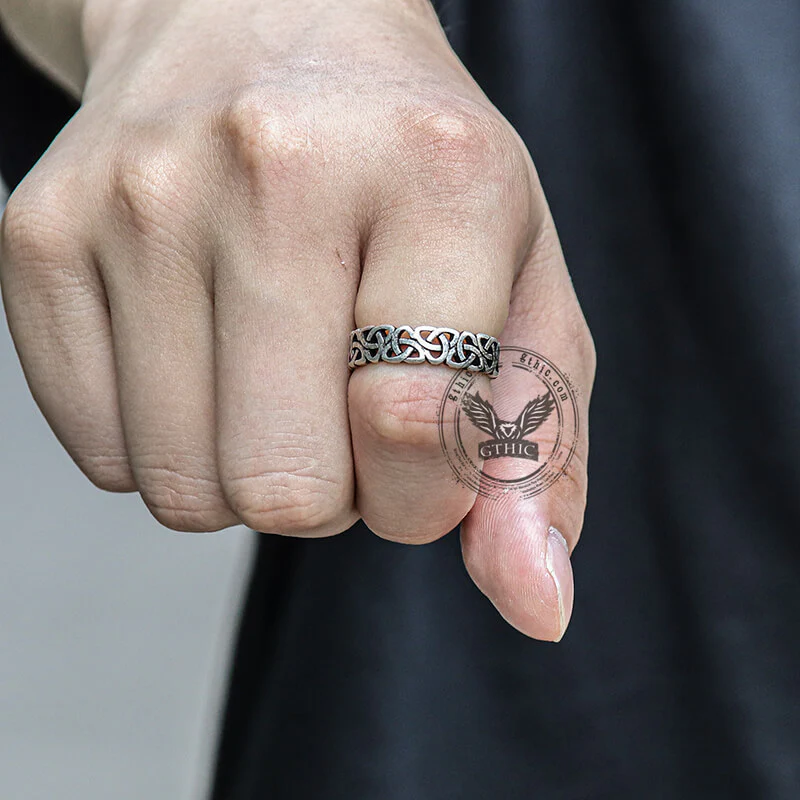 Triangle Celtic Knot Stainless Steel Viking Ring